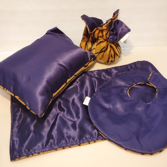 4 pc Baby Bengal Tiger Stripe Set. Pillow, Bib, 2 burp clothes - Picture 4 of 4